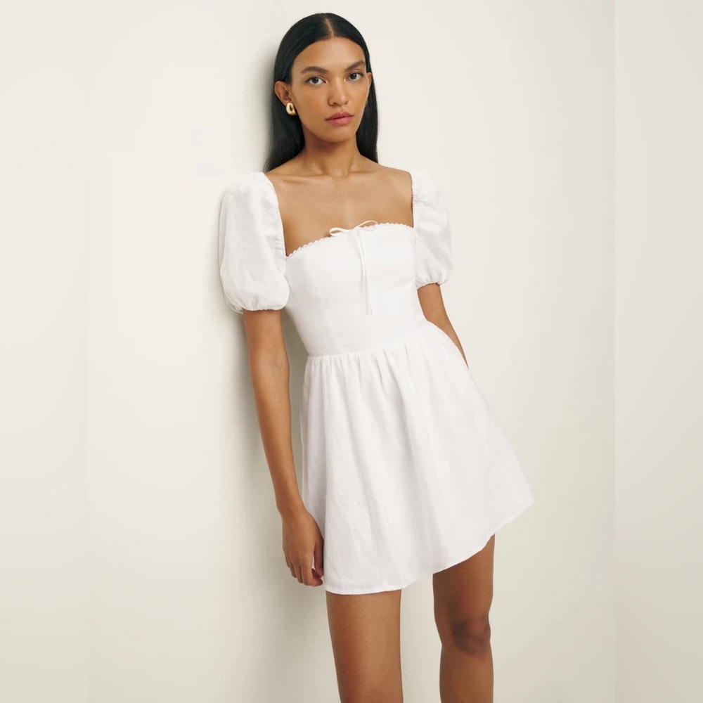 NWT Reformation Malvina Linen Dress - white